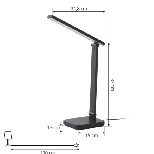 Lindby LED-bordlampe Rylas, svart, USB, CCT Online