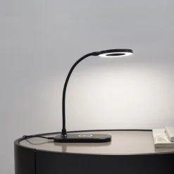 Lindby LED-bordlampe Siona svart CCT dimbar ladestasjon