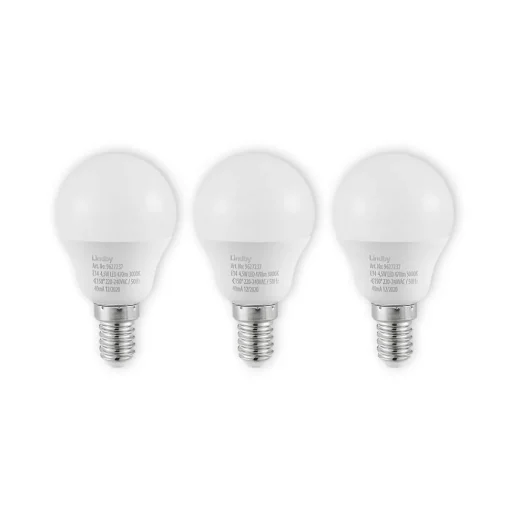 Lindby LED-pære E14 G45 4,5W 3000K opal sett med 3 stk Hot