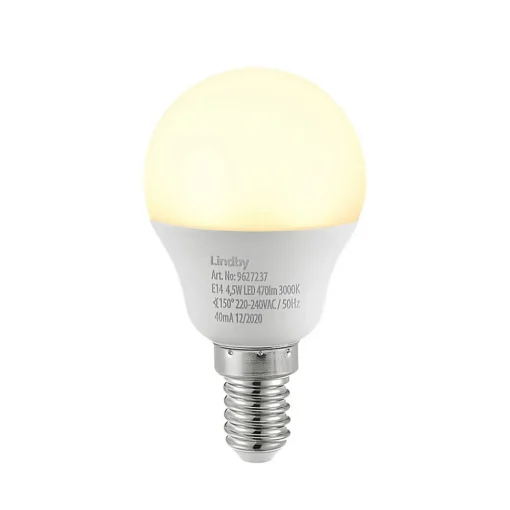 Lindby LED-pære E14 G45 4,5W 3000K opal sett med 3 stk Hot