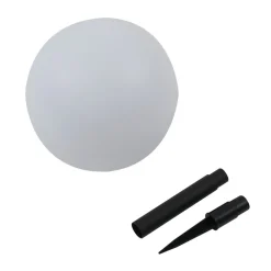 Lindby LED-solcellelampe Lago, Ø 25 cm, globus, jordspyd, hvit Discount