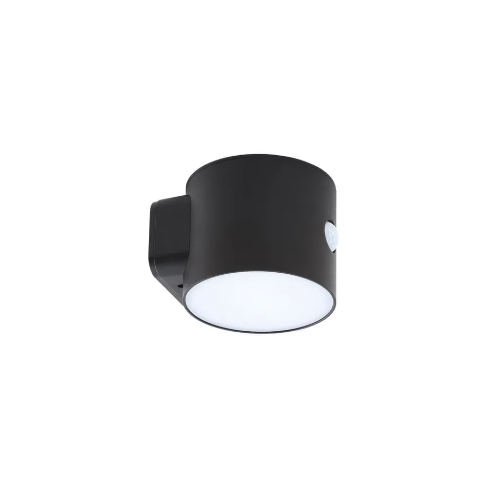 Lindby LED-vegglampe Amren, svart, ABS, sensor| Kommersiell Utebelysning|Solcellelamper Med Sensor