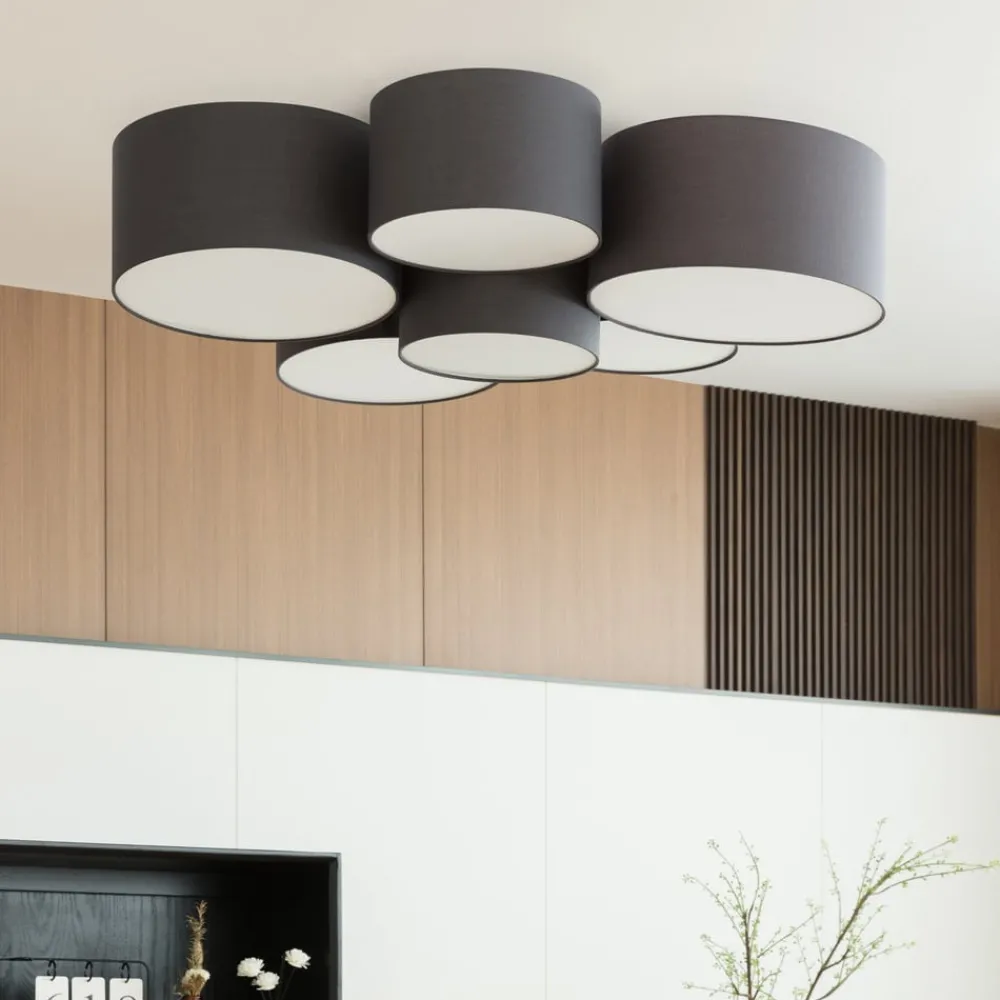 Lindby Maureka taklampe, 94 cm, 6 lyskilder, tekstil Clearance