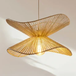 Lindby pendellampe Valdorin, beige, papir, Ø 40 cm, E27 Online