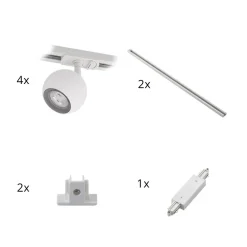 Lindby skinnesystem Linaro, GU10, 4 lyskilder, hvit, Ø 9 cm Outlet