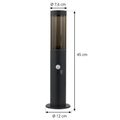 Lindby Statius sokkellampe, antrasitt, jern, sensor, 45 cm Hot