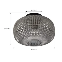 Lindby taklampe Hildur, Ø 25 cm, røykgrå, glass Clearance