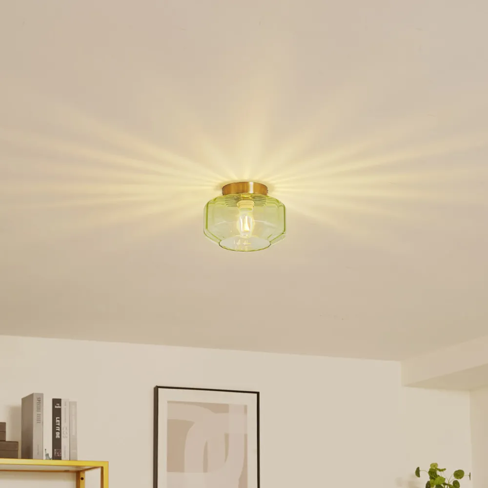 Lindby taklampe Hildur, grønn, glass, Ø 22 cm Outlet