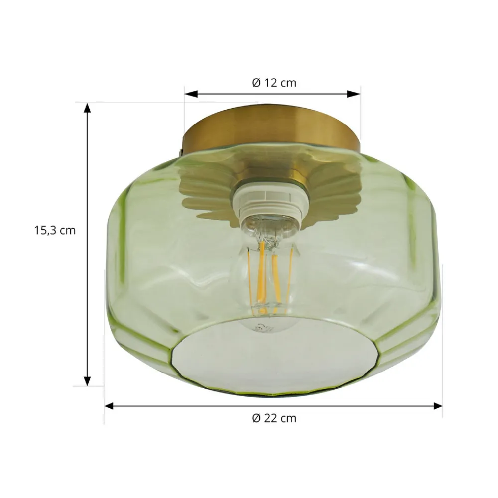 Lindby taklampe Hildur, grønn, glass, Ø 22 cm Outlet