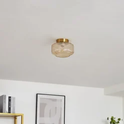 Lindby taklampe Hildur, ravfarget, glass, Ø 22 cm Online
