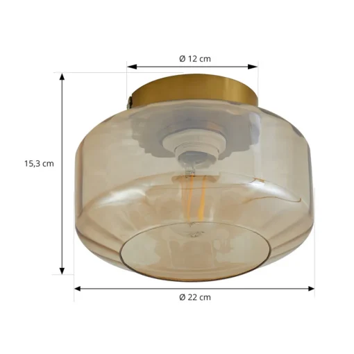 Lindby taklampe Hildur, ravfarget, glass, Ø 22 cm Online
