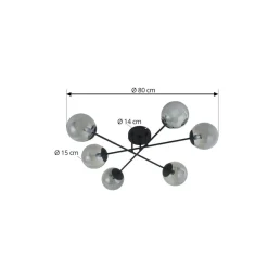 Lindby taklampe Isamer, røykgrå, Ø 80 cm, kuppel Hot