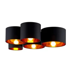 Lindby taklampe Laurenz, 5 lyskilder, 83 cm, svart/gull New