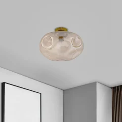 Lindby taklampe Lelia, ravfarget, glass, Ø 35 cm| Taklamper