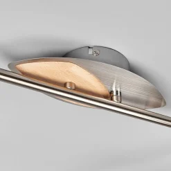 Lindby taklampe Marena, 6 lyskilder, glass, tre, 180 cm lang Outlet