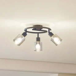 Lindby taklampe Netty, grå, 3 lyskilder, glass Online