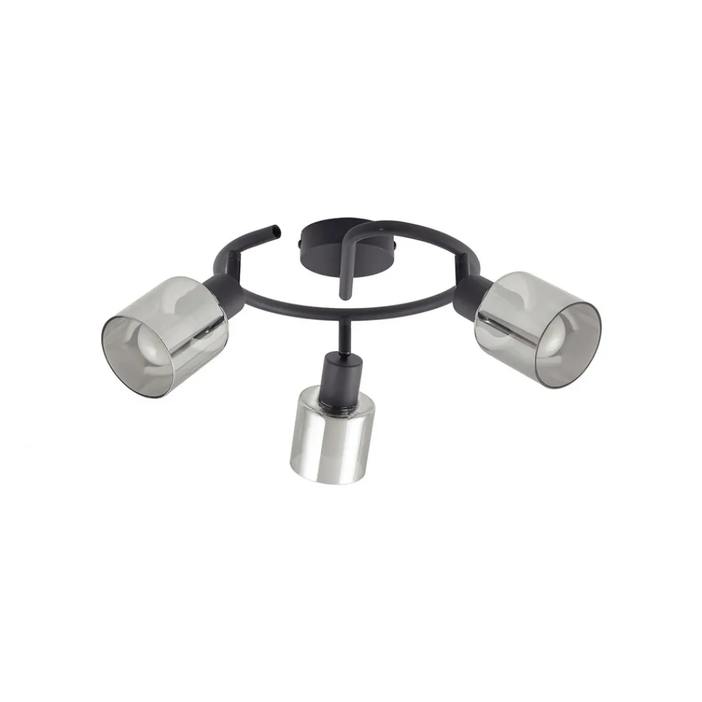 Lindby taklampe Netty, grå, 3 lyskilder, glass Online