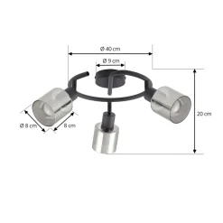 Lindby taklampe Netty, grå, 3 lyskilder, glass Online