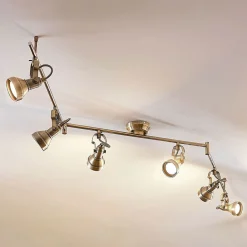 Lindby taklampe Perseas, 180 cm, 6 lyskilder, antikk messing, GU10| Led-Innendørs|Spotter I Tak