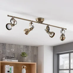 Lindby taklampe Perseas, 78 cm, 4 lyskilder, antikk messing, GU10 Sale