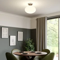 Lindby taklampe Sonika, Ø 40 cm, nikkelfarget, glass, E27| Design- Og Hotellbelysning