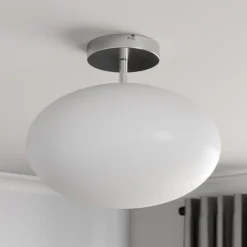 Lindby taklampe Sonika, Ø 40 cm, nikkelfarget, glass, E27| Design- Og Hotellbelysning