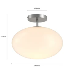 Lindby taklampe Sonika, Ø 40 cm, nikkelfarget, glass, E27| Design- Og Hotellbelysning