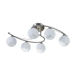 Lindby taklampe Svean, 6 lyskilder, hvit, glass, lengde 75 cm Hot