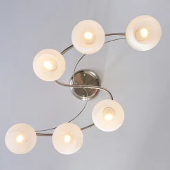 Lindby taklampe Svean, 6 lyskilder, hvit, glass, lengde 75 cm Hot