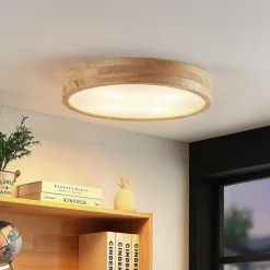 Lindby taklampe Tanju, Ø 50 cm, 4 lyskilder, eik, E27| Design- Og Hotellbelysning|Taklamper