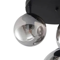 Lindby taklampe Teeja, smoke, 3 lyskilder, Ø47cm, glass, E27| Design- Og Hotellbelysning|Taklamper