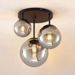 Lindby taklampe Teeja, smoke, 3 lyskilder, Ø47cm, glass, E27| Design- Og Hotellbelysning|Taklamper