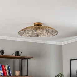 Lindby taklampe Thorian, Ø 60 cm, gullfarget, jern Hot