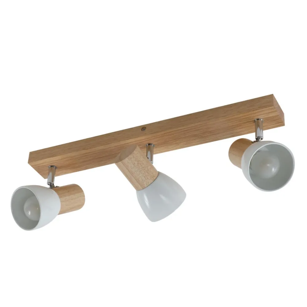 Lindby taklampe Thorin, 47 cm, 3 lyskilder, hvit, tre, E14| Spotter I Tak|Taklamper
