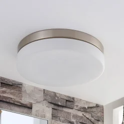 Lindby taklampe til bad Amilia, Ø 30 cm, E27, nikkel, glass| Taklamper