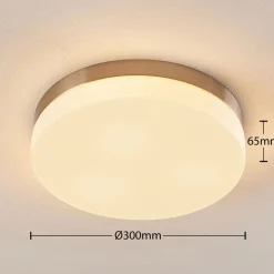 Lindby taklampe til bad Amilia, Ø 30 cm, E27, nikkel, glass| Taklamper