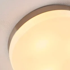 Lindby taklampe til bad Amilia, Ø 30 cm, E27, nikkel, glass| Taklamper