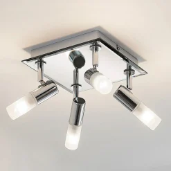 Lindby taklampe til bad Zela, 32 cm, krom, 4 lyskilder, IP44 Discount