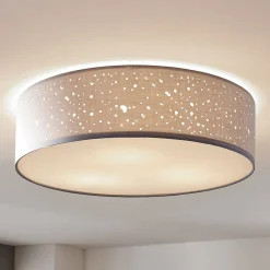 Lindby taklampe Umma, grå, stoff, Ø 50 cm, E27 Best