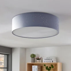 Lindby taklampe Umma, grå, stoff, Ø 50 cm, E27 Best
