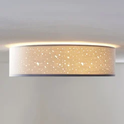 Lindby taklampe Umma, grå, stoff, Ø 50 cm, E27 Best