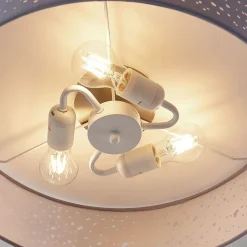 Lindby taklampe Umma, grå, stoff, Ø 50 cm, E27 Best