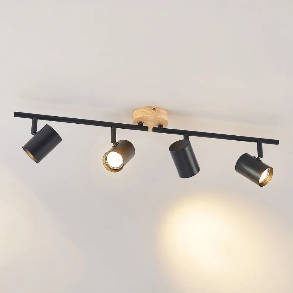 Lindby taklampe Xiomara, 4 lyskilder, 68 cm lang, tre