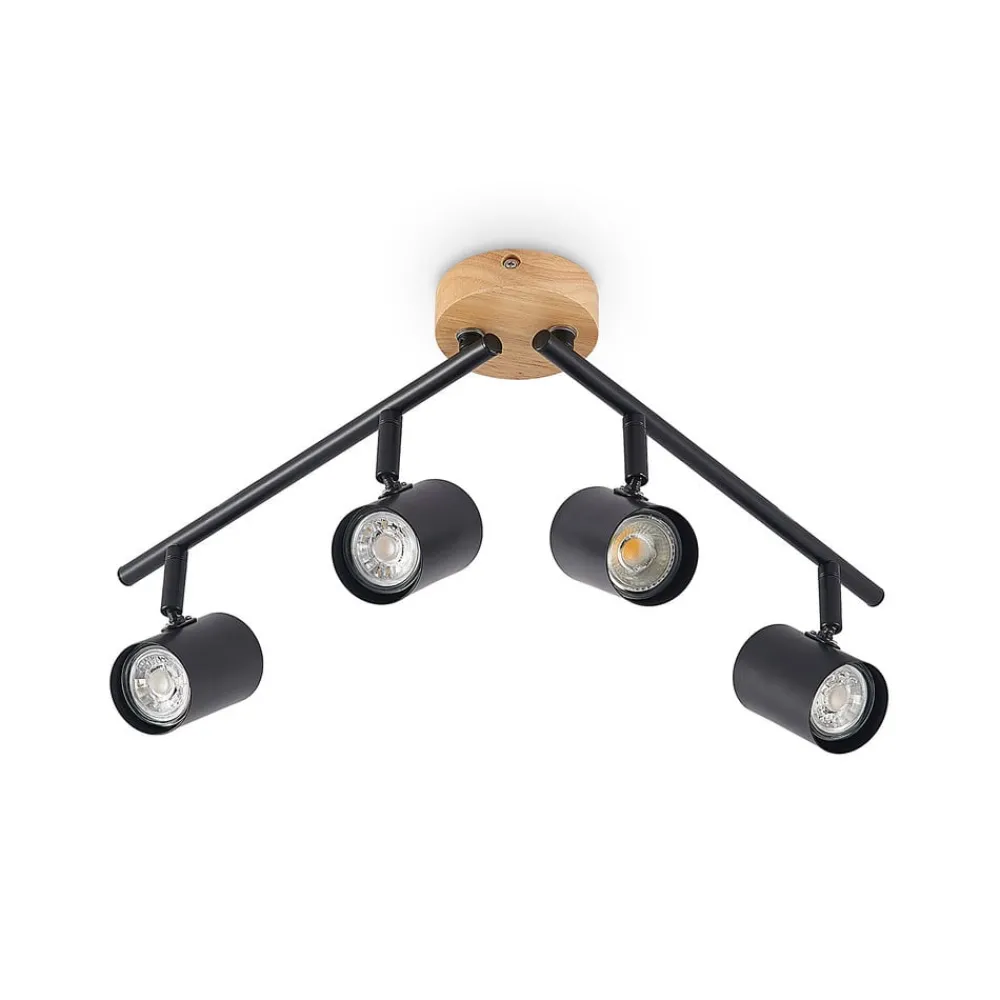 Lindby taklampe Xiomara, 4 lyskilder, 68 cm lang, tre