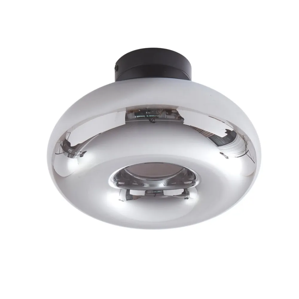 Lindby taklampe Zehra, Ø 28 cm, røykgrå, glass| Design- Og Hotellbelysning|Taklamper