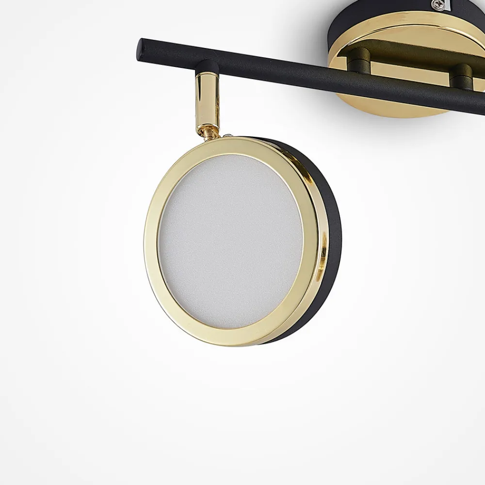 Lindby takspotlight Alsani, 2-lys, stål, svart, gull Sale