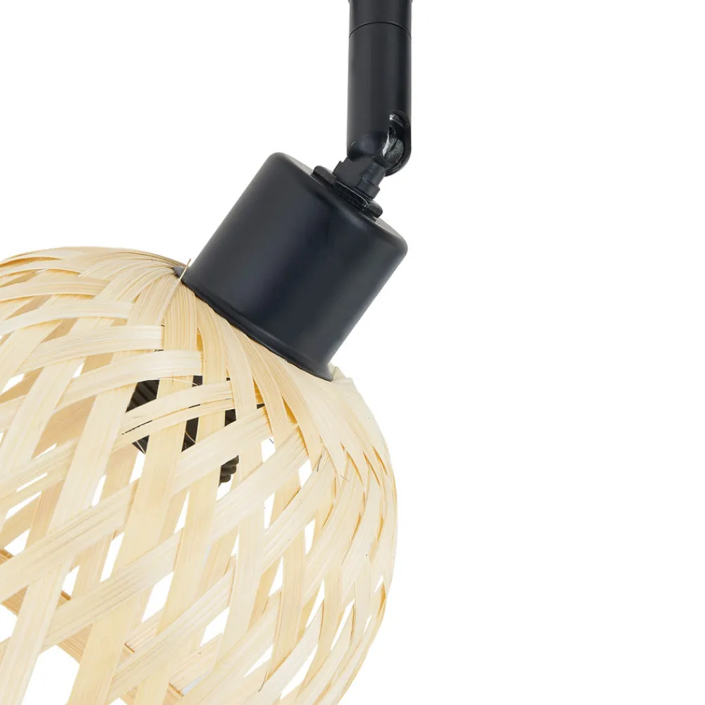 Lindby takspotlight Youstin, 30 cm lang, bambus, 2-lys, E14 Hot