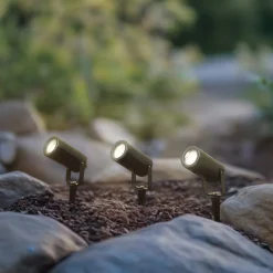 Lindby Thorgal lampe med jordspyd, Ø 6 cm, svart, sett med 3 stk| Terrassebelysning|Utespotter