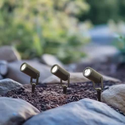 Lindby Thorgal lampe med jordspyd, Ø 6 cm, svart, sett med 3 stk| Terrassebelysning|Utespotter