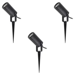 Lindby Thorgal lampe med jordspyd, Ø 6 cm, svart, sett med 3 stk| Terrassebelysning|Utespotter